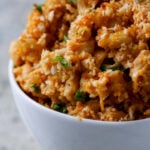 close-up of a bowl of smoky vegan mac and cheese