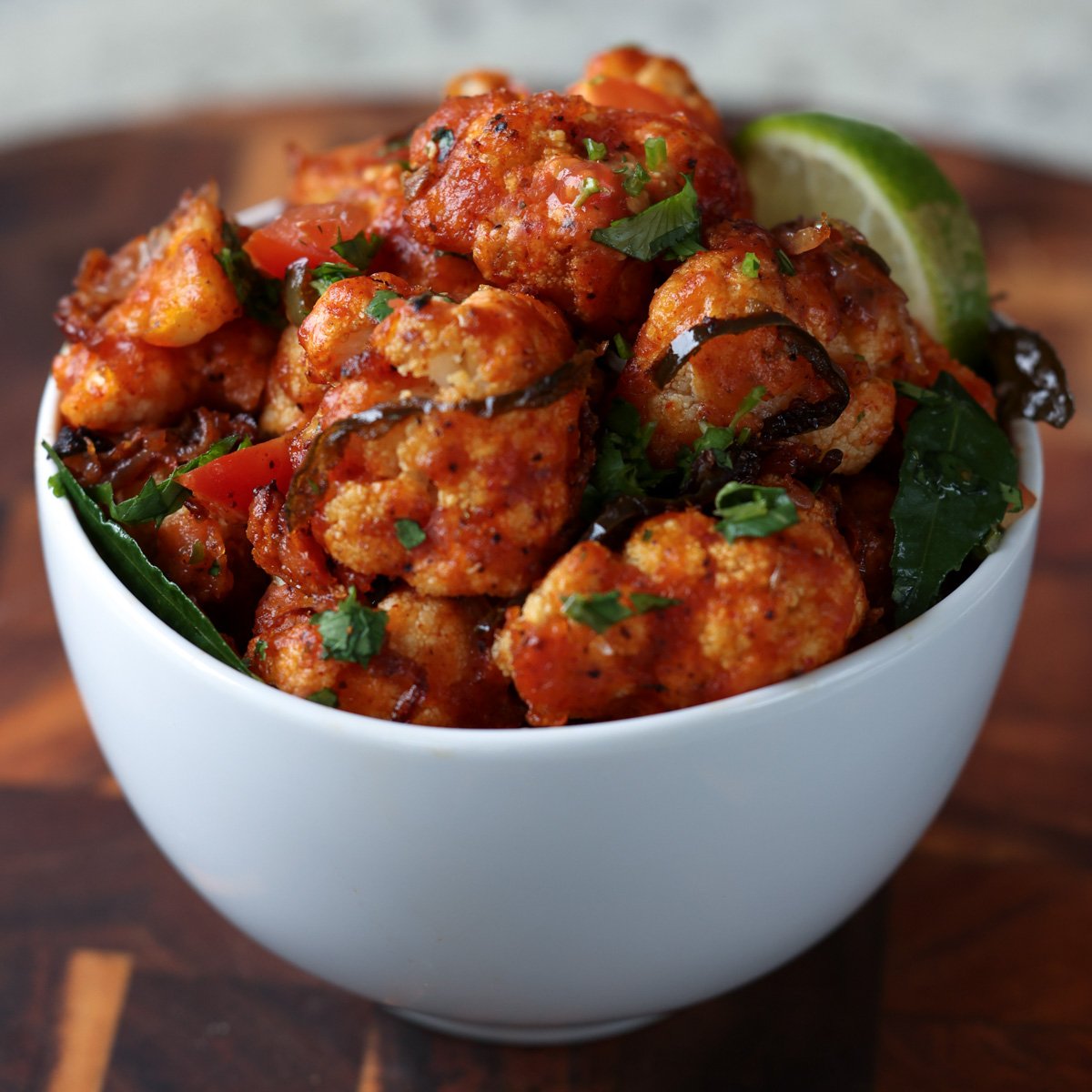 cauliflower pepper fry in a bowl