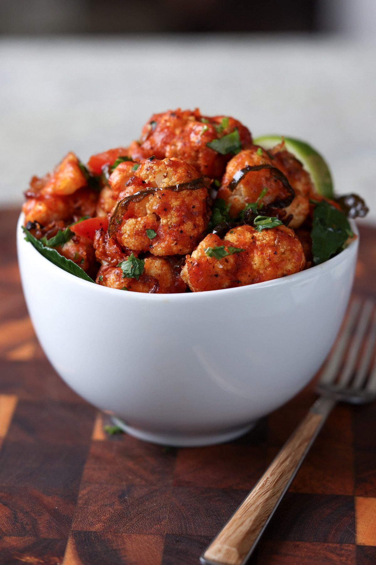 cauliflower pepper fry in a bowl