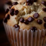 close-up of the chocolate chip muffin
