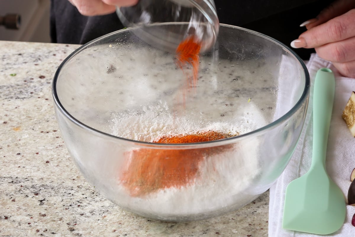 adding the spices for the batter
