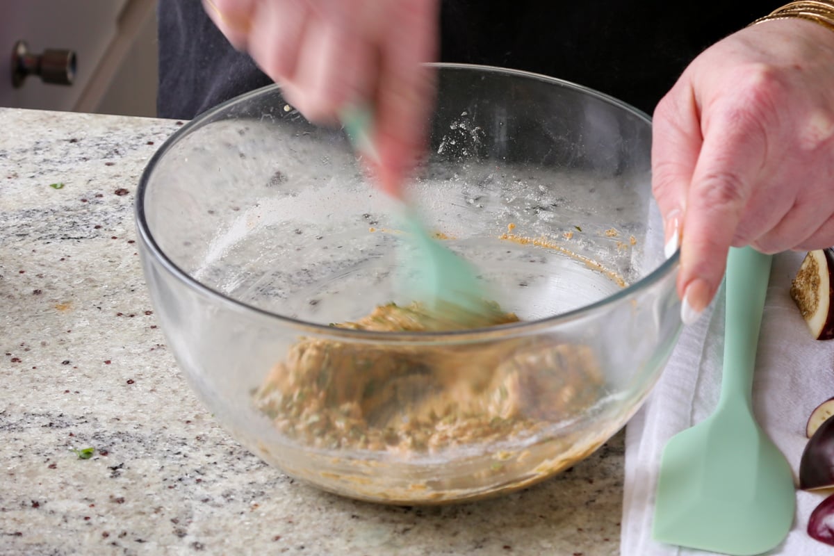 mixing the batter together