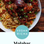 malabar eggplant in a bowl, text overlay