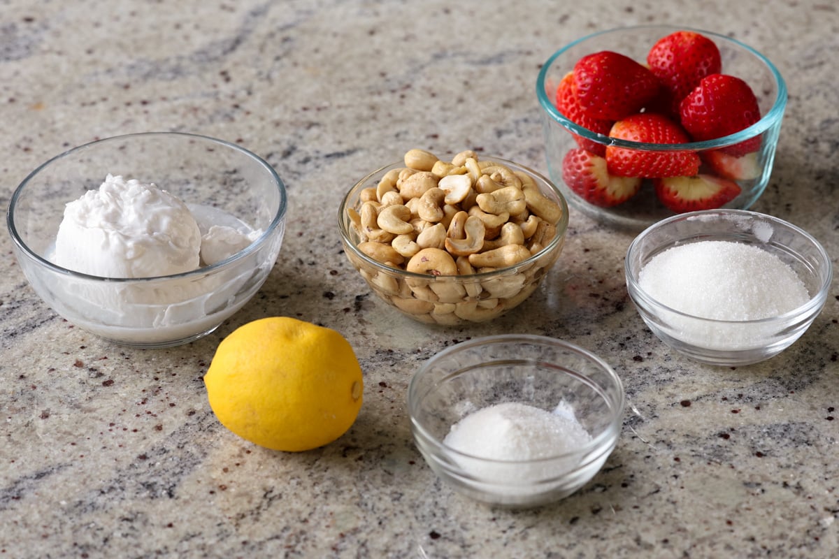 mousse ingredients in bowls on the kitchen counter