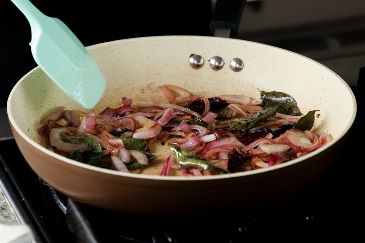 onion in the pan after cooking