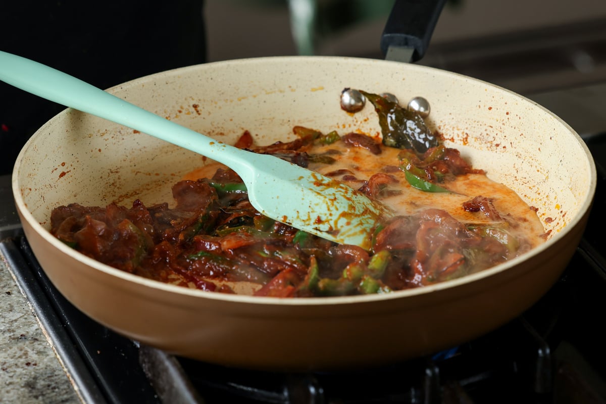 mixing in the spices