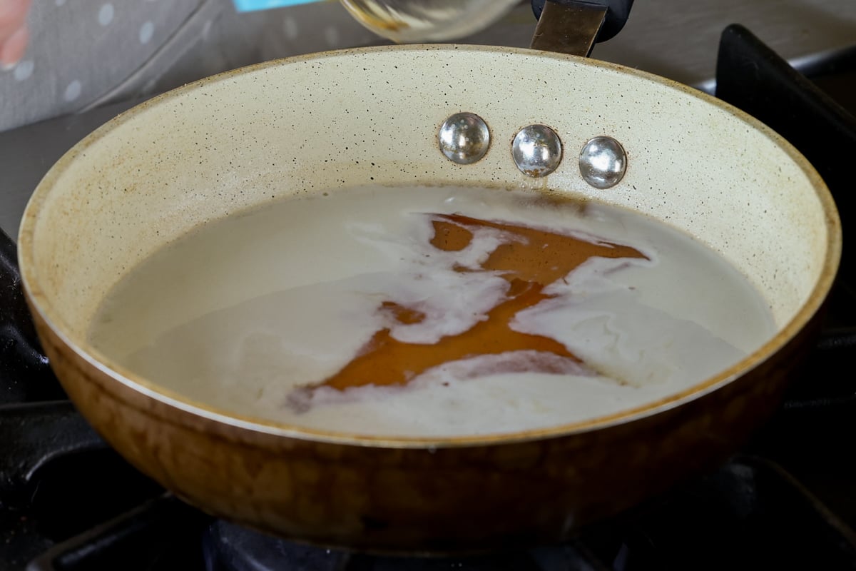 adding the maple syrup
