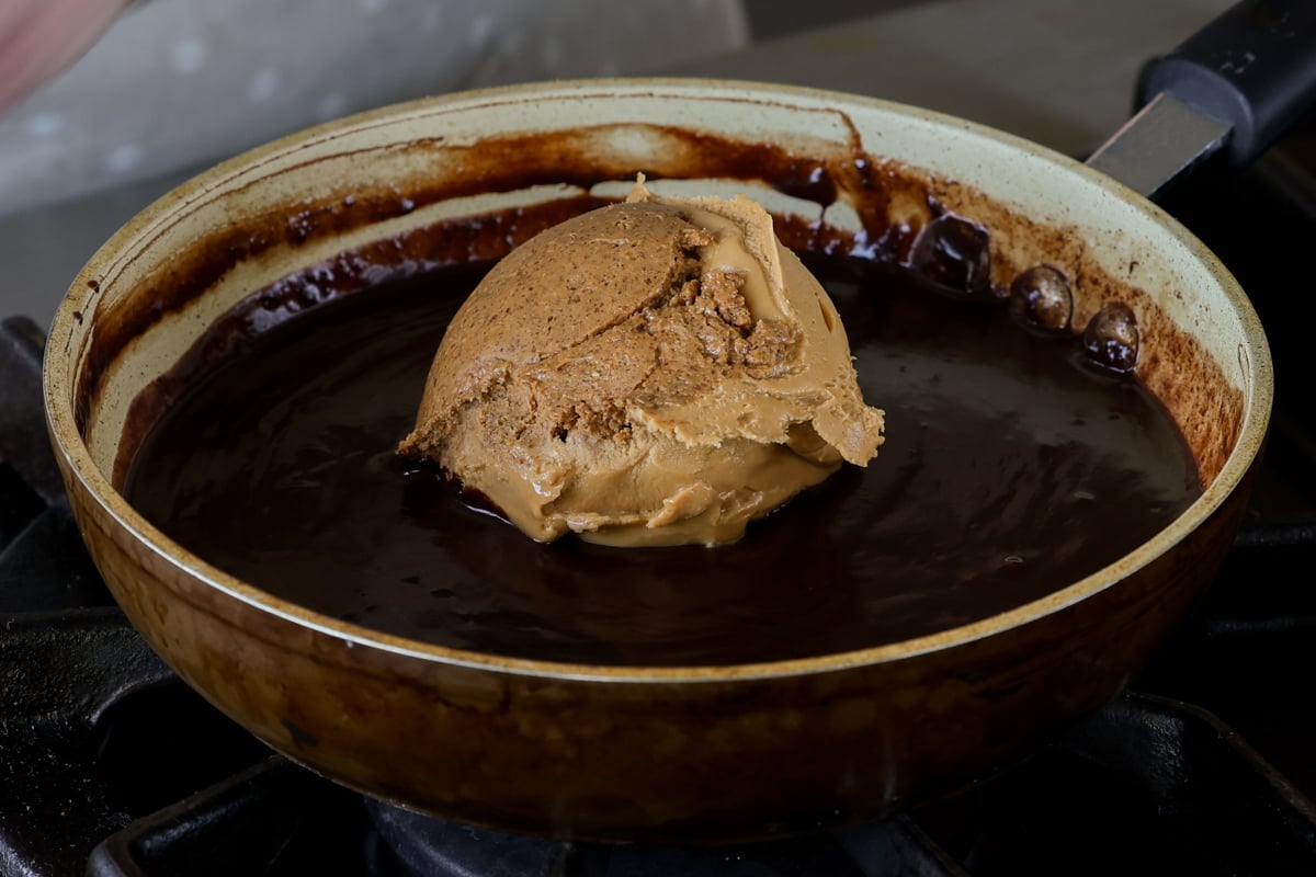 adding the almond butter