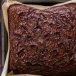 almond butter brownies in the pan