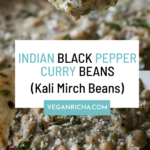 photos of kali mirch beans, text overlay