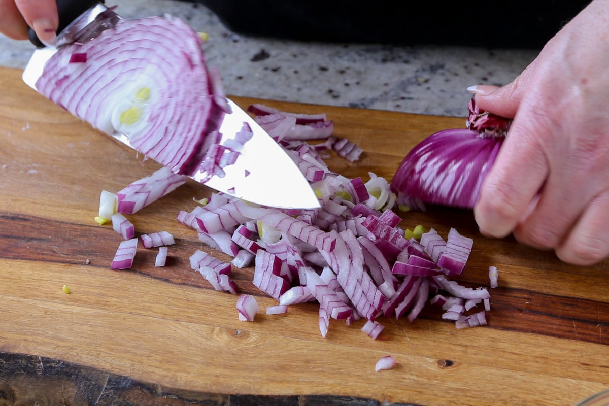 chopping onion