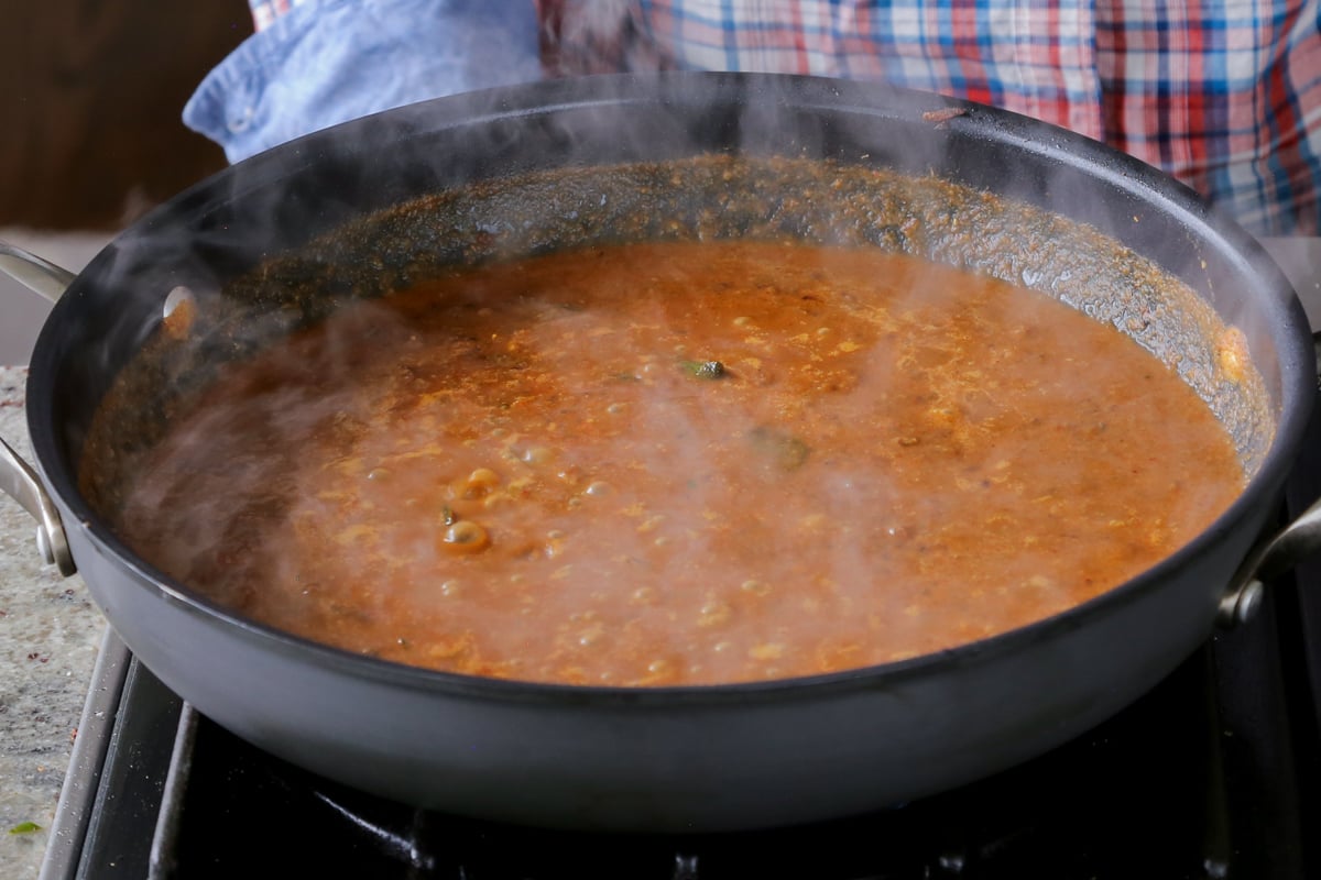 curry sauce simmering on the stove