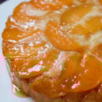 close-up of peach upside-down cake