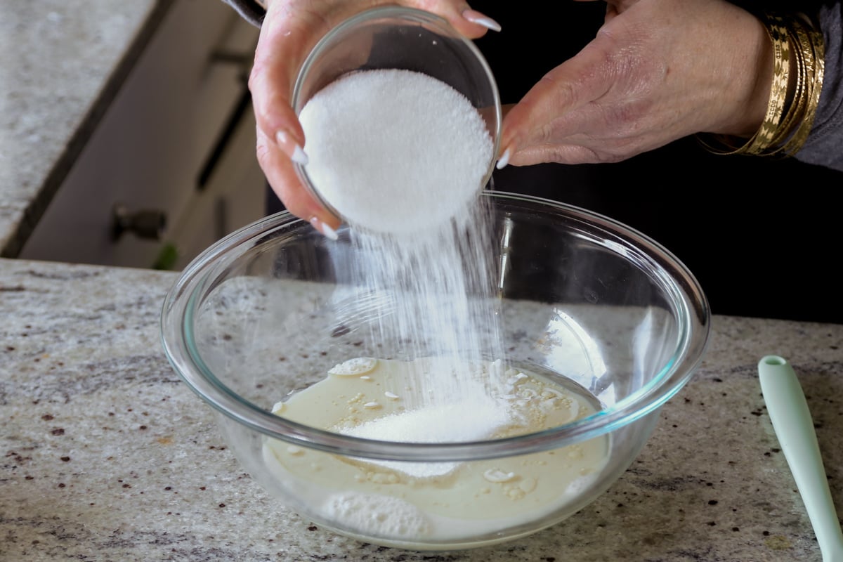 adding sugar to the wet ingredients