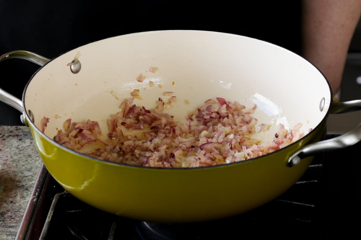 cooking the onion and garlic