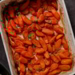 roasted carrots in the pan