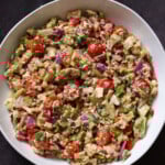 chopped Italian salad in the bowl after mixing