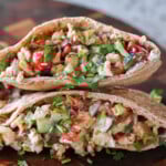 chopped Italian salad sandwich in a pita