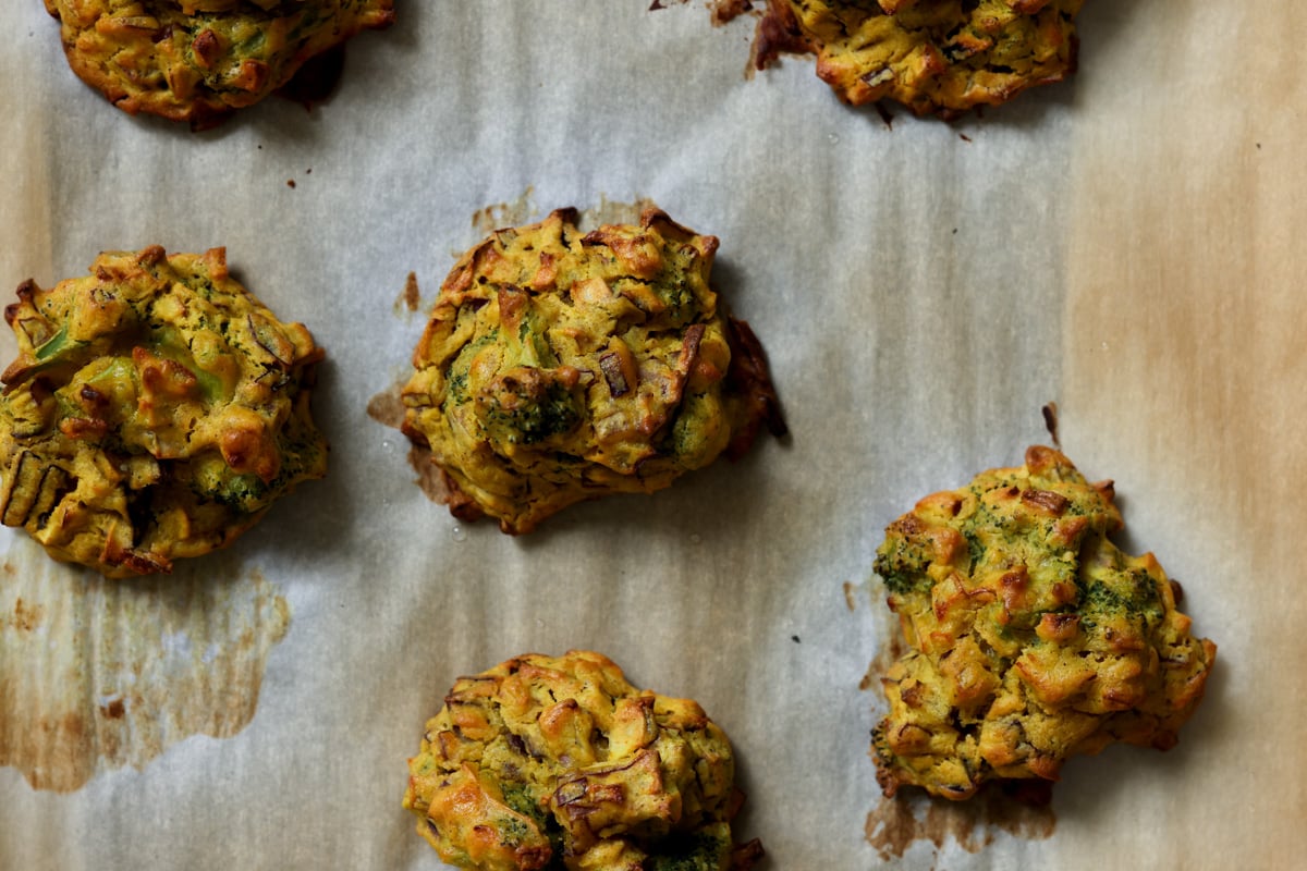 pakora on the baking pan after baking