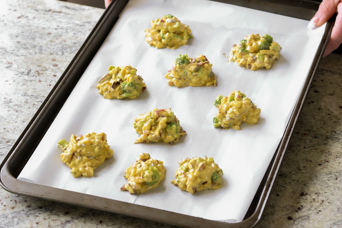 pakora on the baking pan before baking