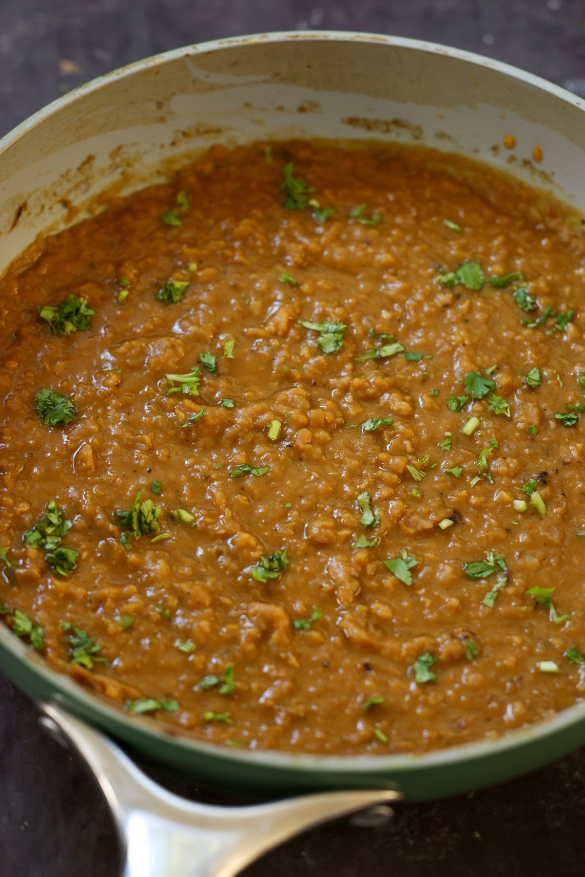 close-up of kik alicha in the pan after cooking