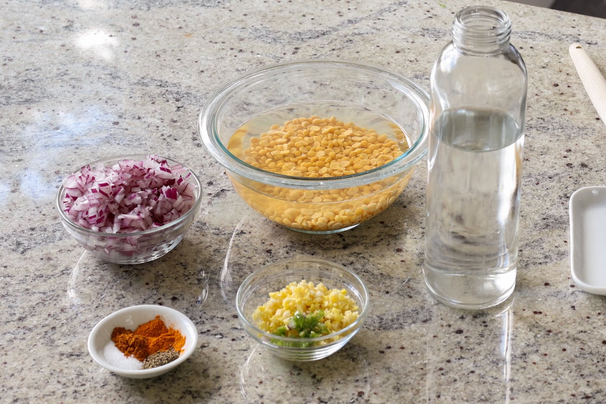 kik alicha ingredients in bowls on the counter