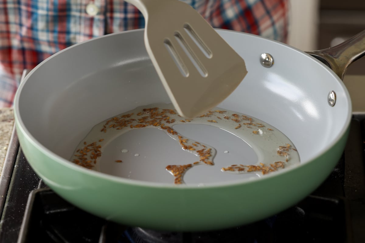 roasting the whole spices in the pan
