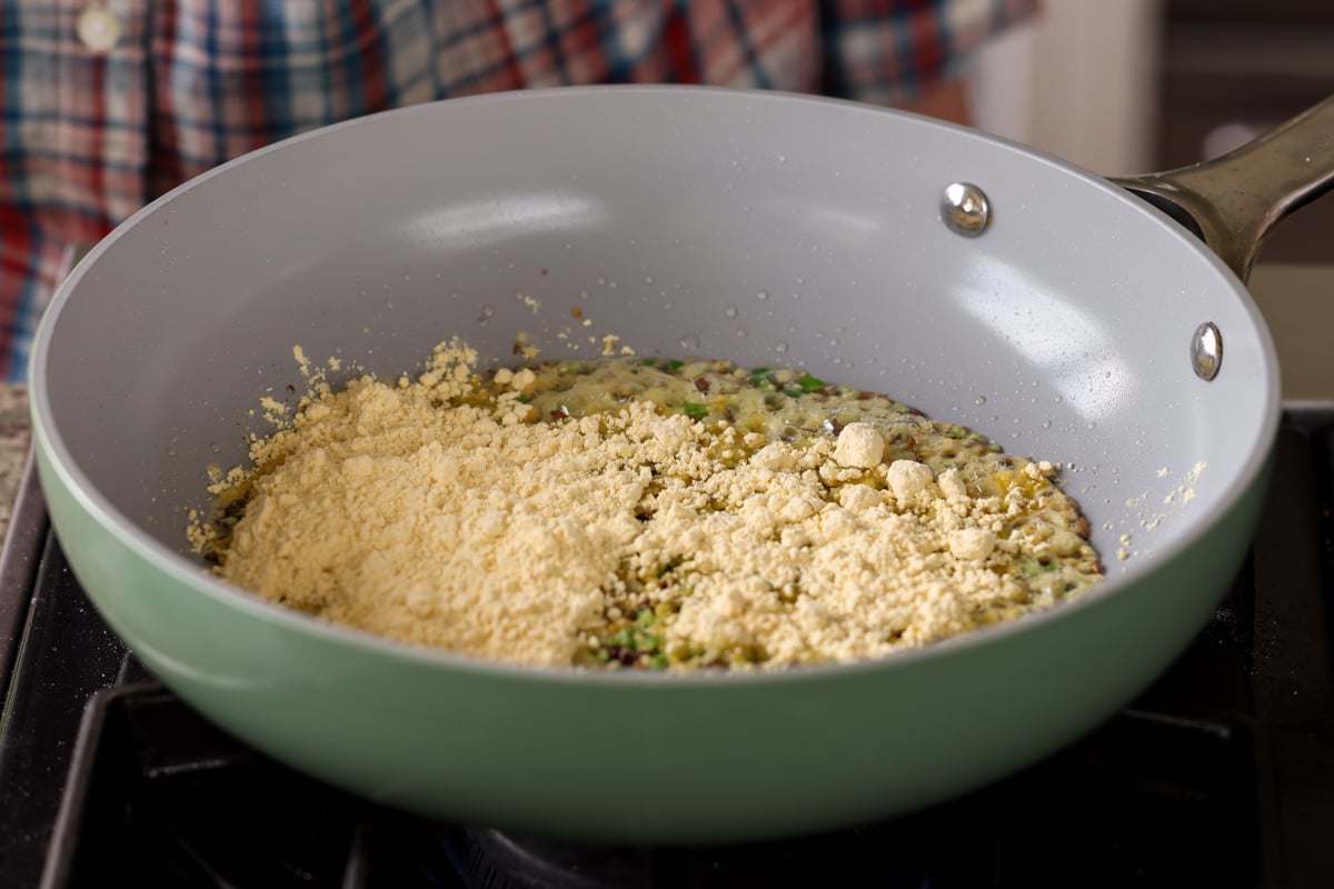 adding chickpea flour