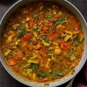 Sindhi kadhi in the pan after cooking