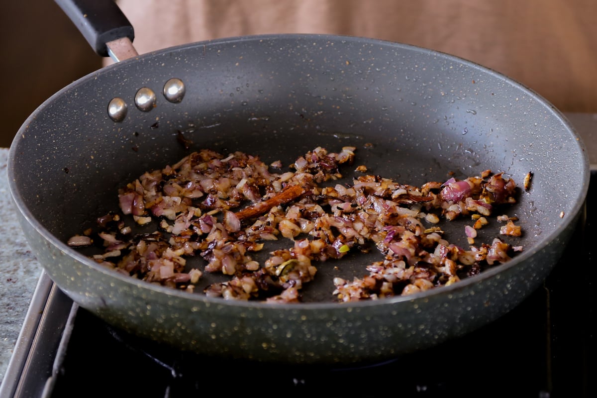 onion in the pan after cooking