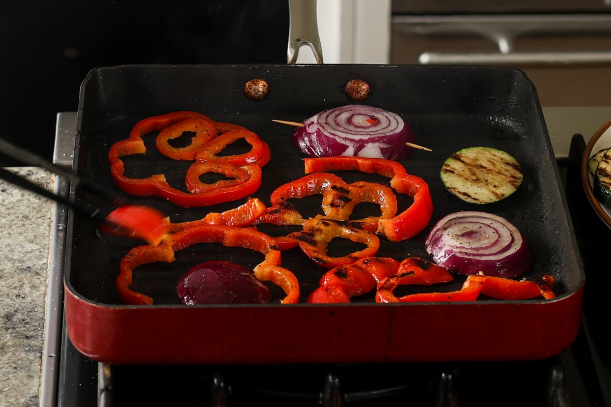 grilling the bell peppers