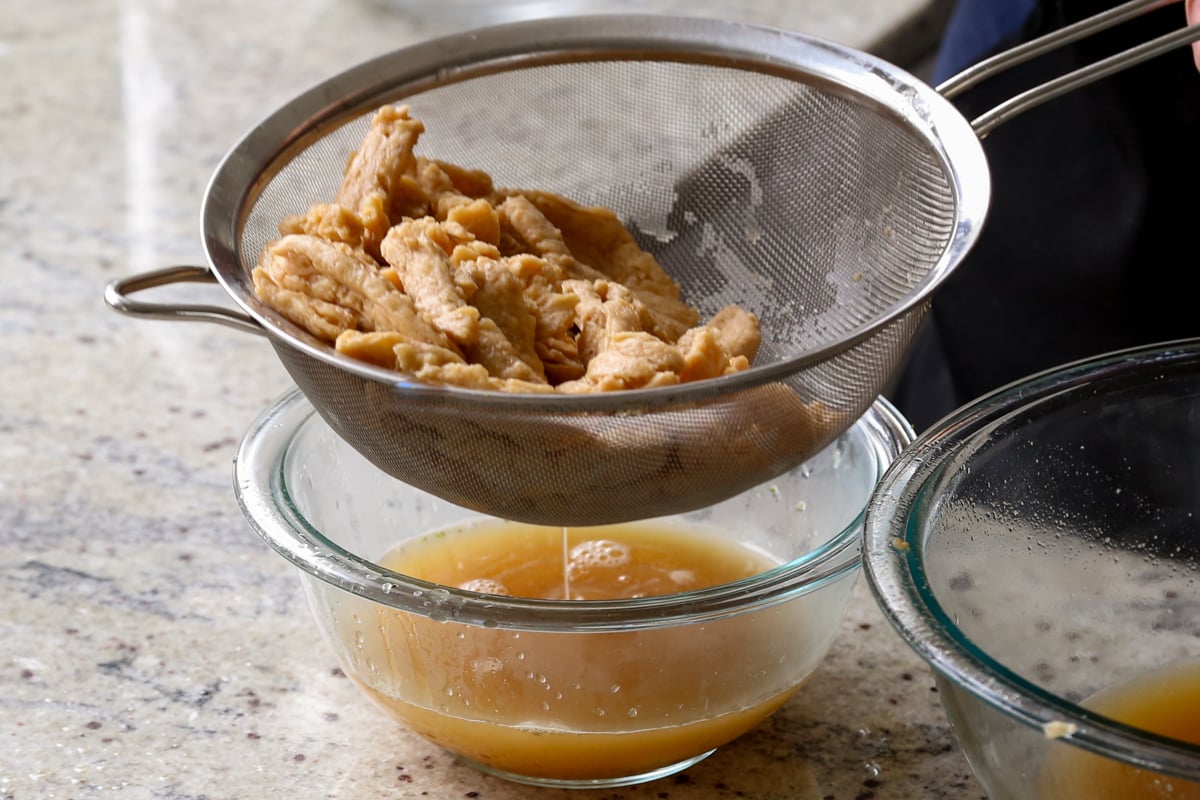 draining the soy curls