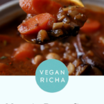 bowl of veggie bean stew, text overlay