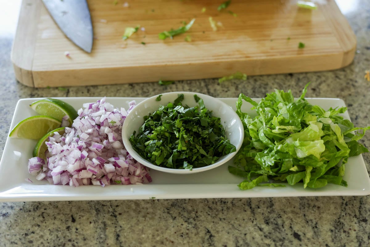 prepared toppings on a plate