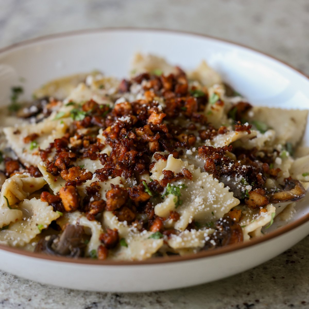 bowl of chili miso pasta