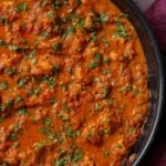chicken angara in the pan after cooking and adding garnish