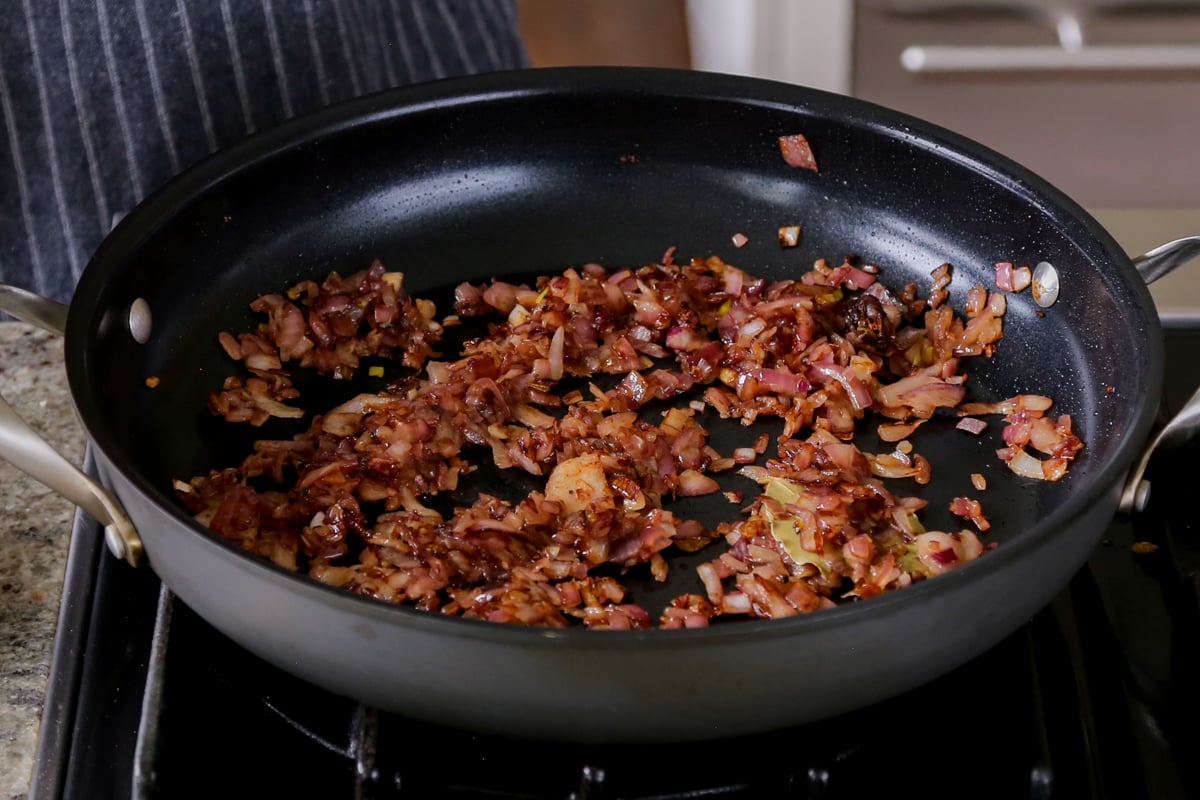 onion in the pan after cooking