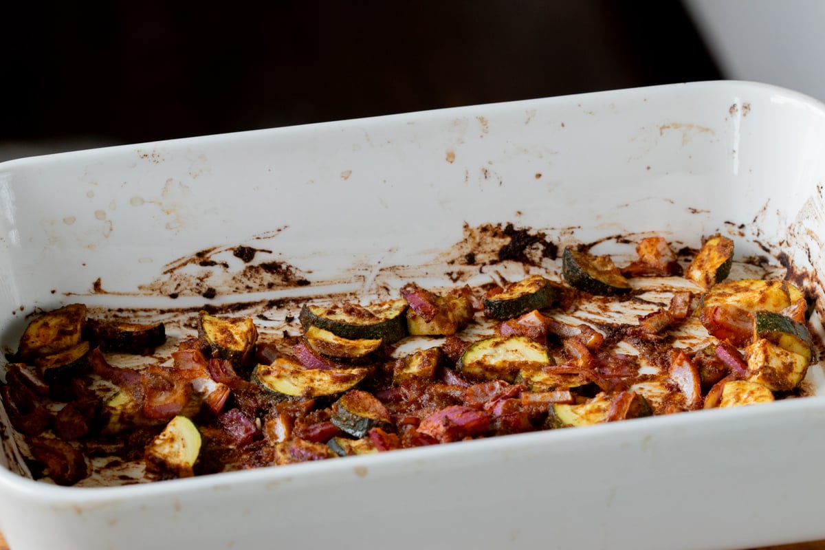 zucchini and spices after baking