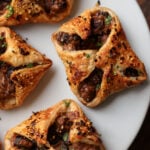 mushroom puffs on a white serving plate