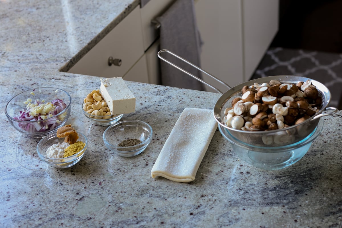 mushroom puffs ingredients on the kitchen counter