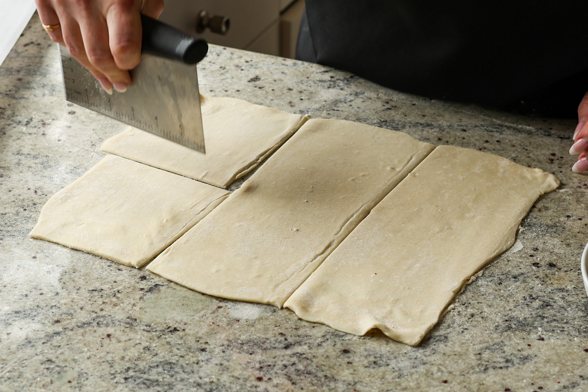 cutting the puff pastry