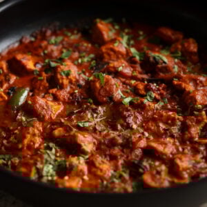 kosha mangsho in the pan