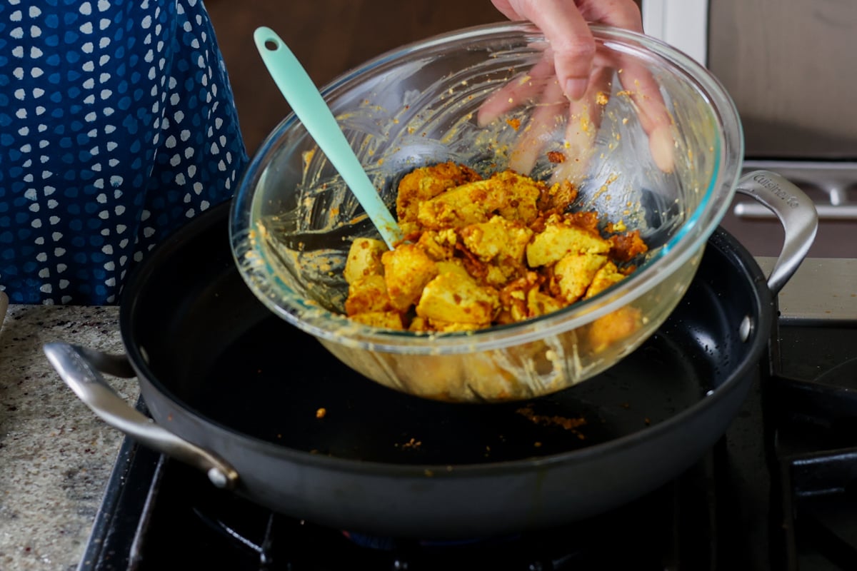 browned tofu in a bowl