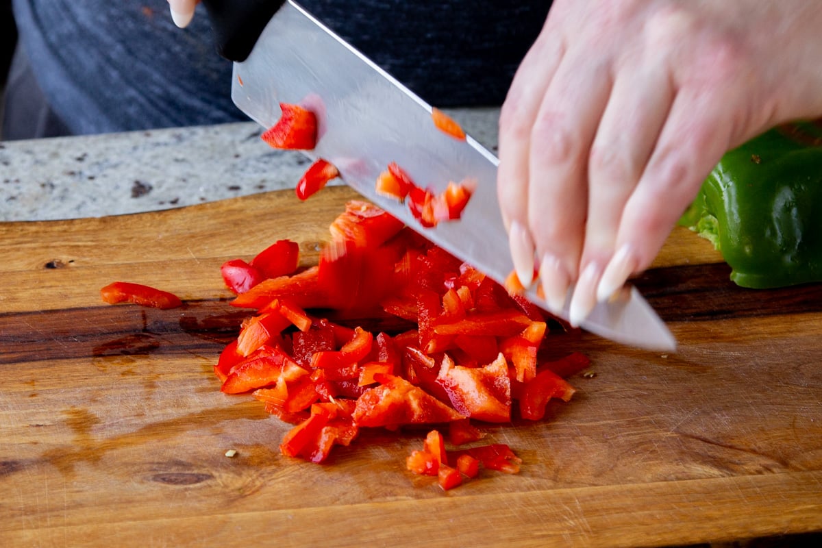 chopping bell pepper