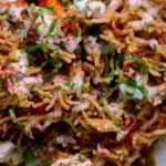 close-up of plate of tikka masala rice