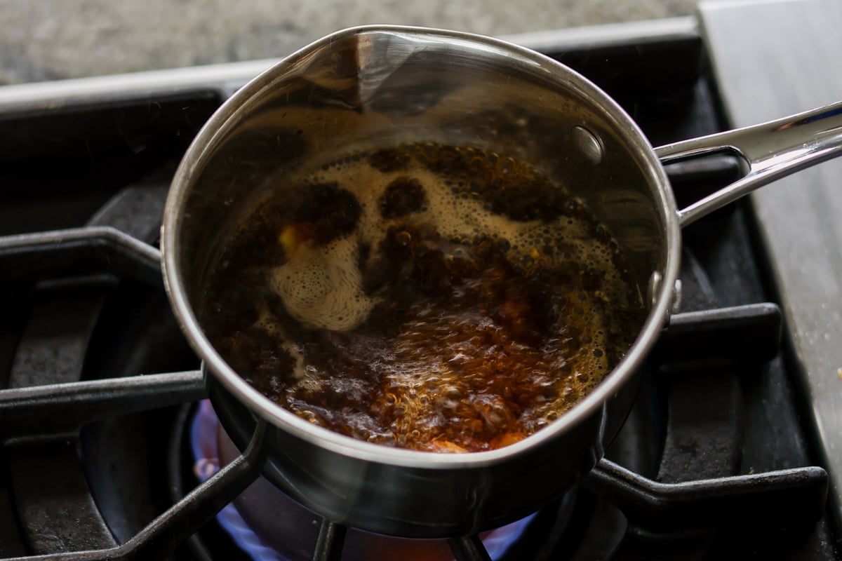 boiling chai in the pan before adding milk
