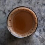 overhead photo of a mug of chai