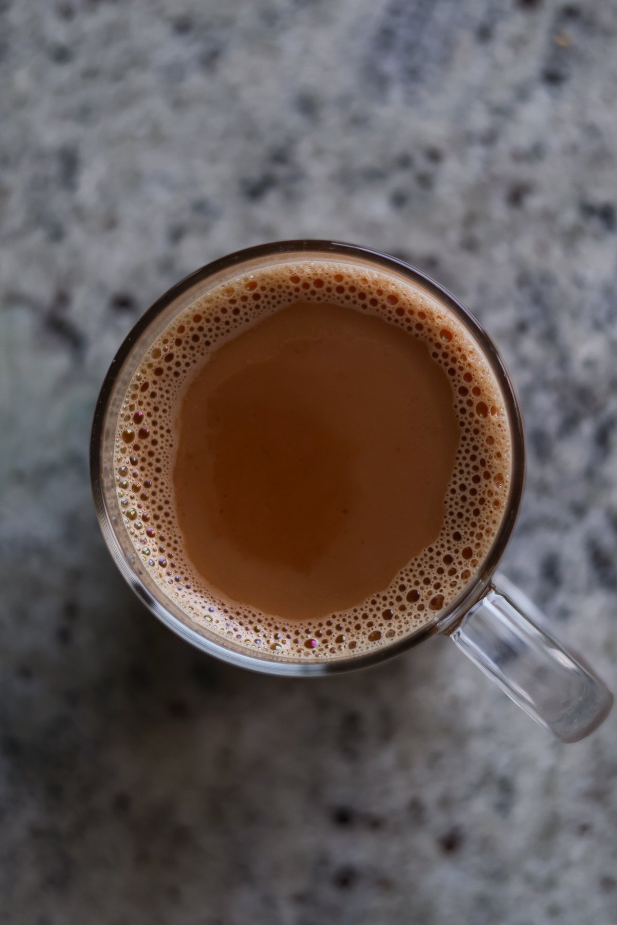 overhead photo of a mug of chai