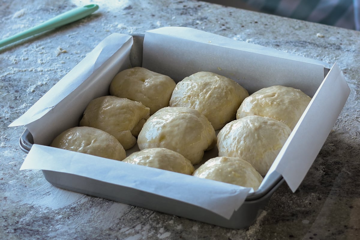 dinner rolls after rising