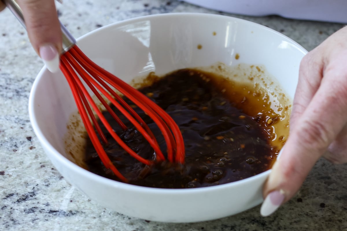 teriyaki sauce in the bowl after mixing